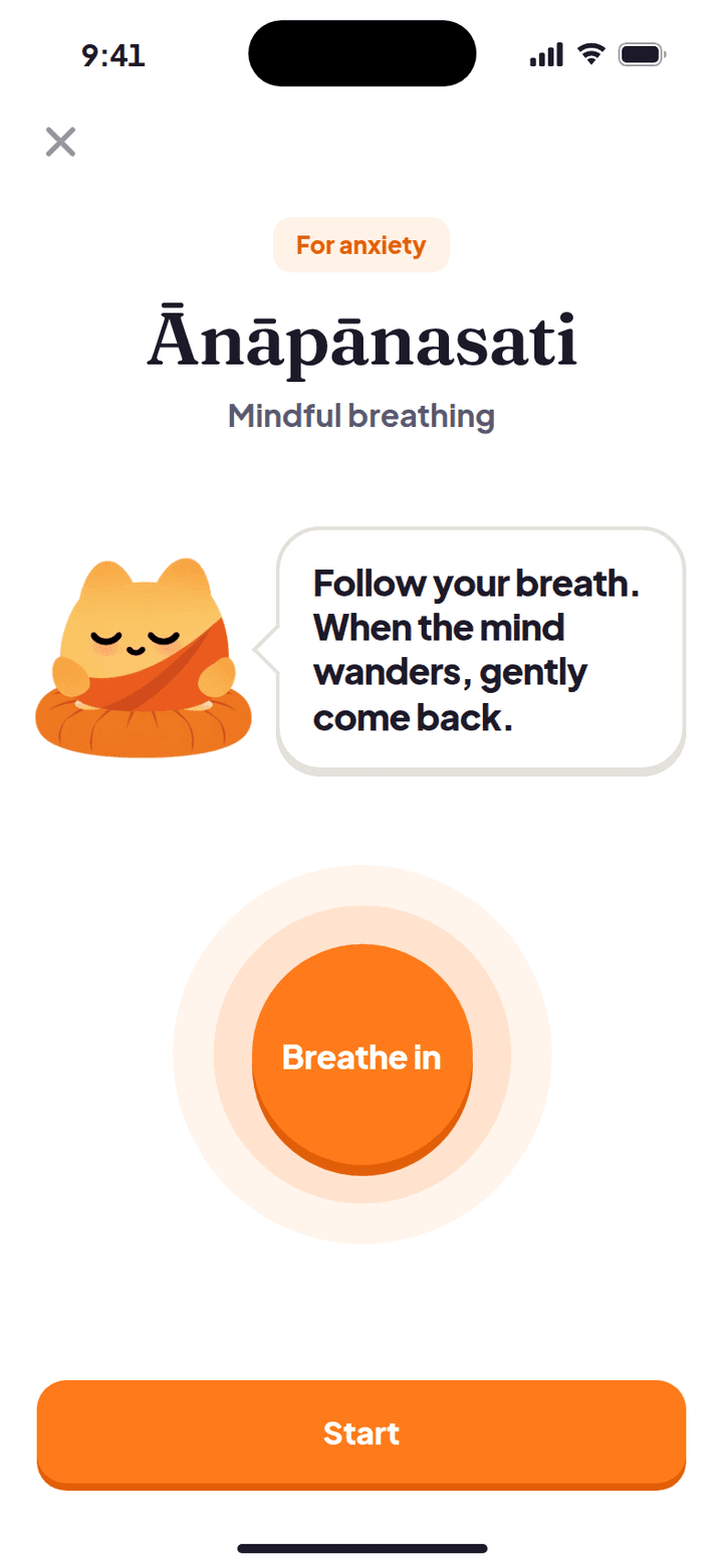 Ānāpānasati (mindful breathing) meditation for anxiety.